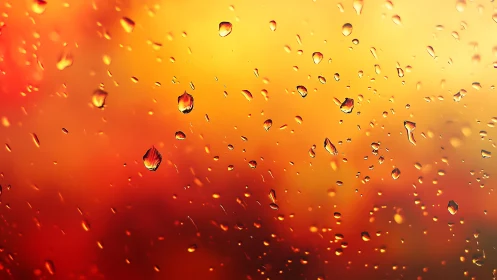 Glowing Raindrops Dance Across Warm Sunset Backdrop