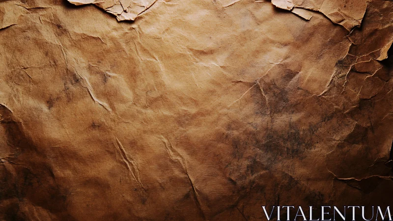 High-resolution aged kraft paper surface with creases and wear