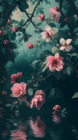 Serene Garden of Pink Peonies and Blooming Flowers