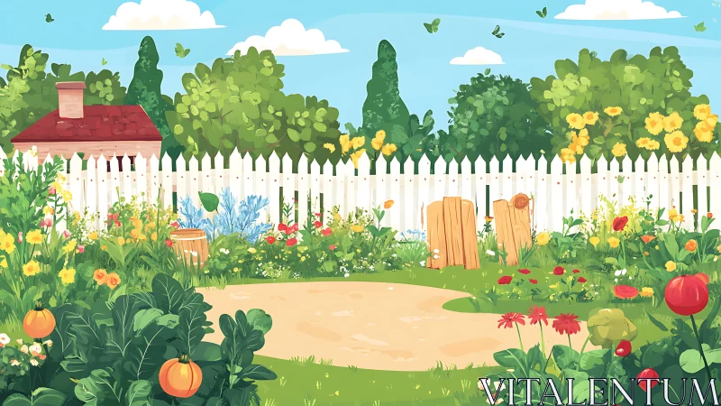 Sunlit cottage garden hums with blooms, butterflies, and hope