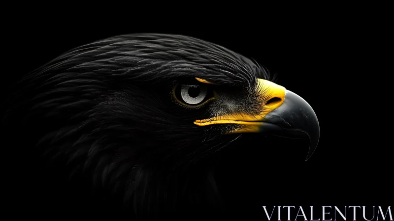Majestic eagle close-up in dramatic light, hyper-realistic digital art.