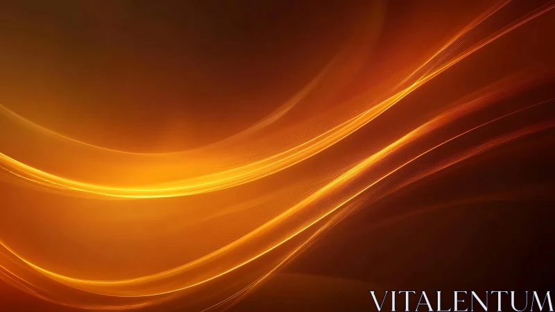 Glowing Abstract Orange Light Waves on Dark Background.