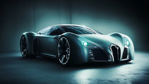Futuristic concept supercar with smooth aerodynamic body.