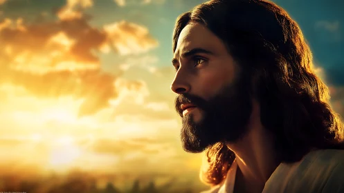 Sunlit prophet gazes toward a glowing, hope-filled horizon.