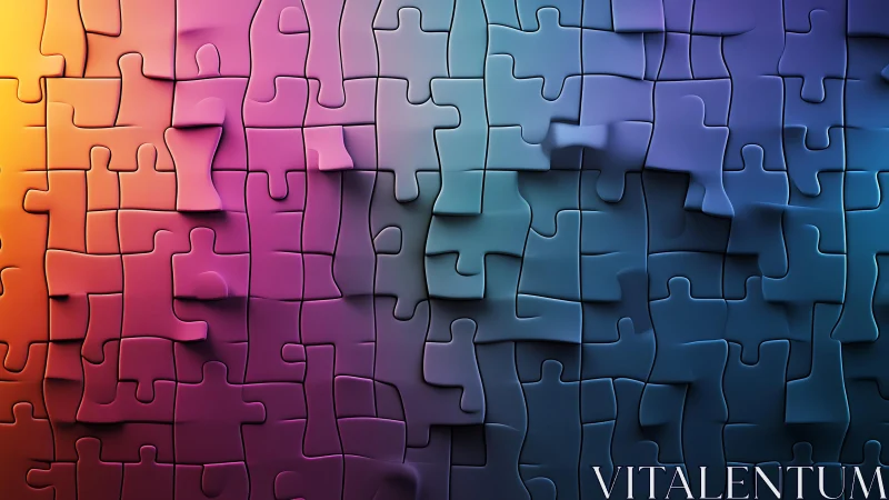 Colorful Abstract Jigsaw Puzzle Gradient, Digital Art Style.