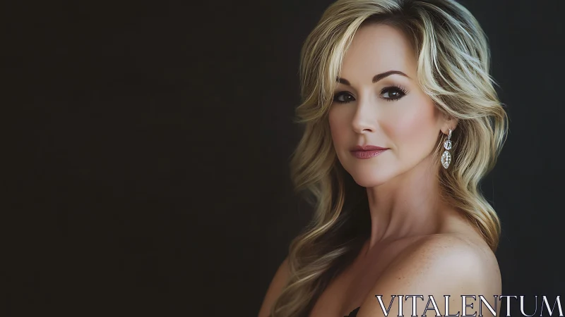 Elegant blonde woman in glamorous portrait photography style.