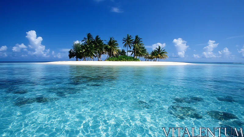 Tropical Island Paradise: Crystalline Waters and Palm-Fringed Atoll.