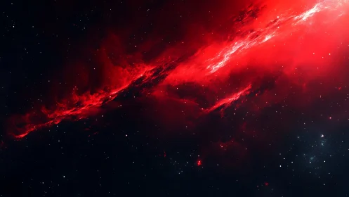 Red ionized nebula band extends diagonally across starfield