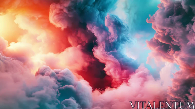 Multicolored volumetric clouds in abstract digital scene.