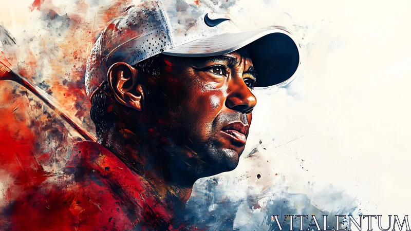 Focused golfer portrait glowing with color and quiet power.