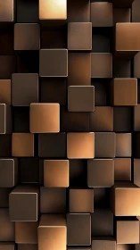 Bronze and brown cubic blocks in staggered 3D grid pattern.