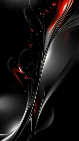Curved metallic ribbons intersect over black with red glows