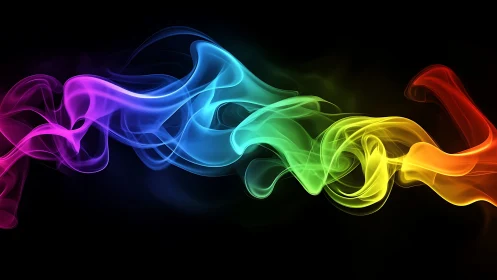 Colorful ribbons of light swirling through gentle darkness.