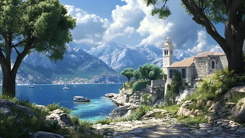 Alpine Cathedral Meets Mediterranean Dreams Beside Snowcapped Sentinels