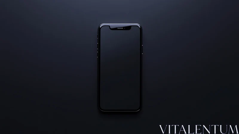 Black Smartphone with Notch Display on Dark Background.