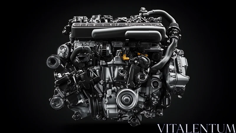 Detailed front view shows compact modern automotive engine assembly