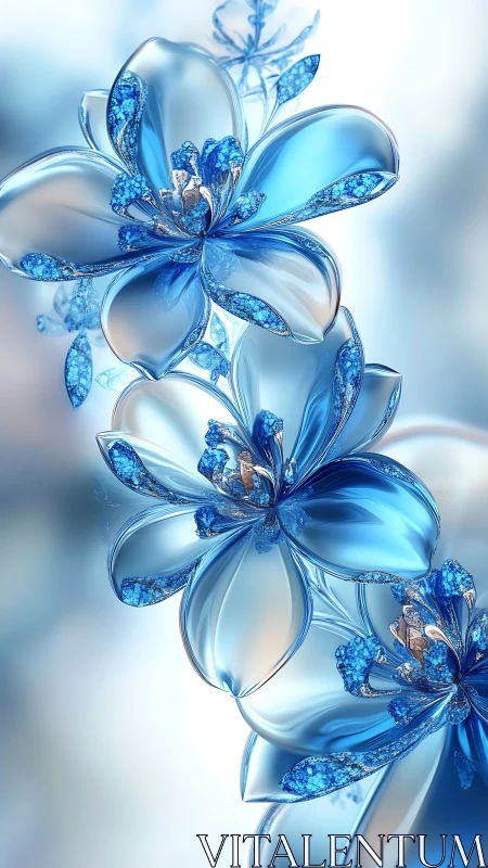 Crystal tide blossoms shimmer in icy blue morning hush.