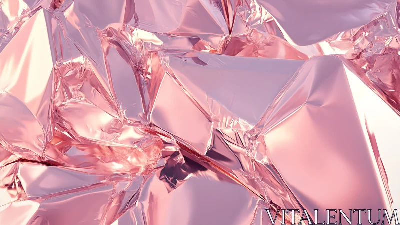 Wrinkled metallic rose-gold foil with high specular reflections rendered