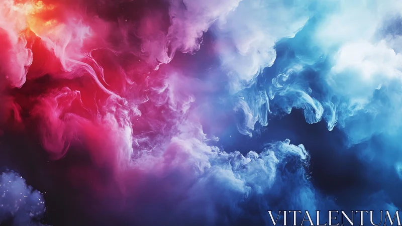 Bilateral chromatic nebula cloudscape in dynamic fluid diffusion.