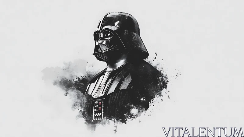 Dark armored figure emerges from smoky monochrome void