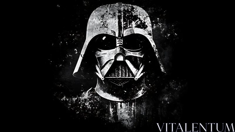 Galactic shadow helm splattered in monochrome defiance.