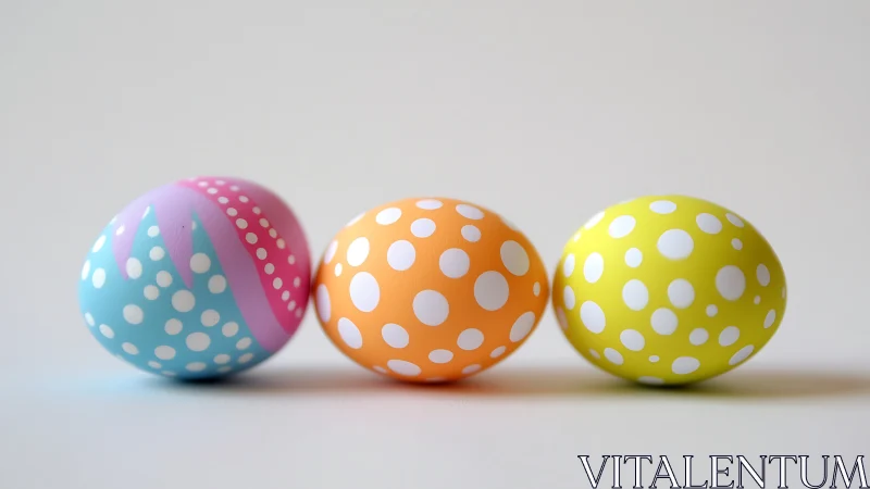 Polka-dotted pastel eggs quietly rehearse for spring