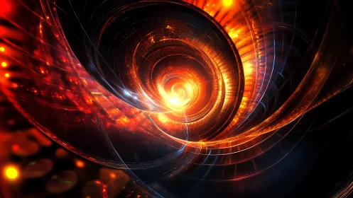 Radial plasma vortex rendered as luminous concentric energy tunnel