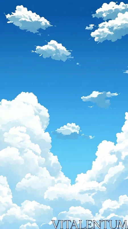 Towering summer clouds drift gently across a vivid sky