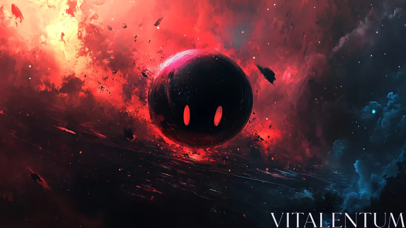 Cosmic void entity in nebular collision digital painting.