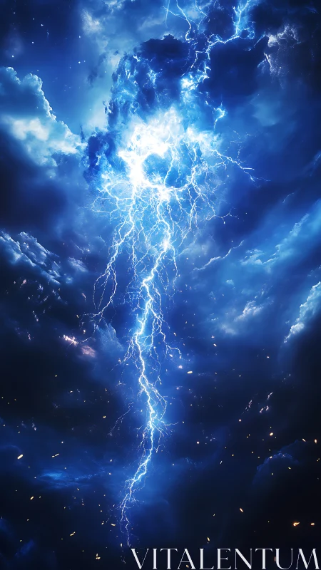 Celestial stormspire of electric blue rending the heavens.
