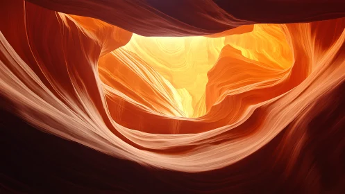 Sunlit sandstone canyon curves frame molten golden sky