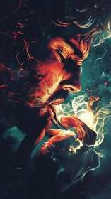 Ember dreamer exhales galaxies of smoke and hush fire.