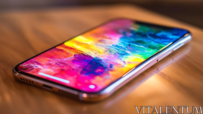 Prismatic liquid interface display with chromatic gradient bloom effects.