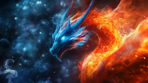 Twin‑temper dragon braids icy starlight with furnace fire