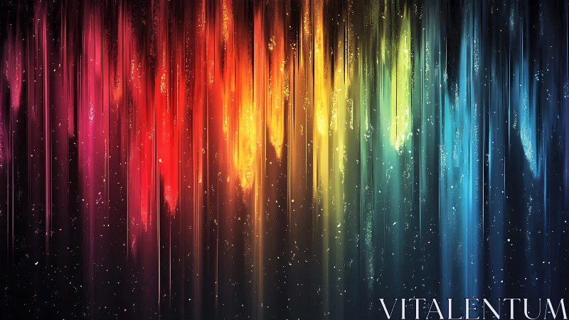 Vibrant Abstract Vertical Light Streaks in Rainbow Hues Digital Art.