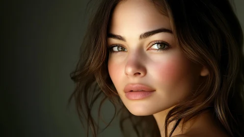 Soft light portrait with calm gaze and gentle details.