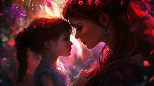 Twin Souls Ablaze: Luminous Connection Across Ethereal Flames.