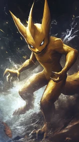 Dynamic digital creature concept with storm-lit motion study.