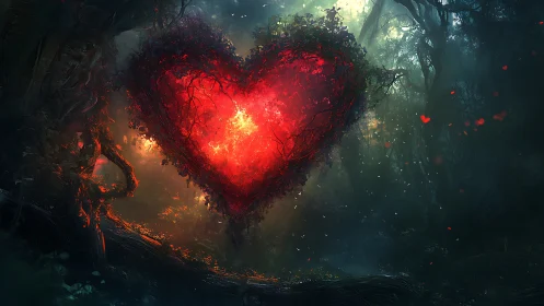 Luminescent Heart in Enchanted Forest.