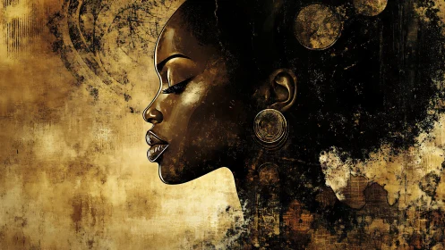 Golden profile portrait radiates quiet strength and grace.