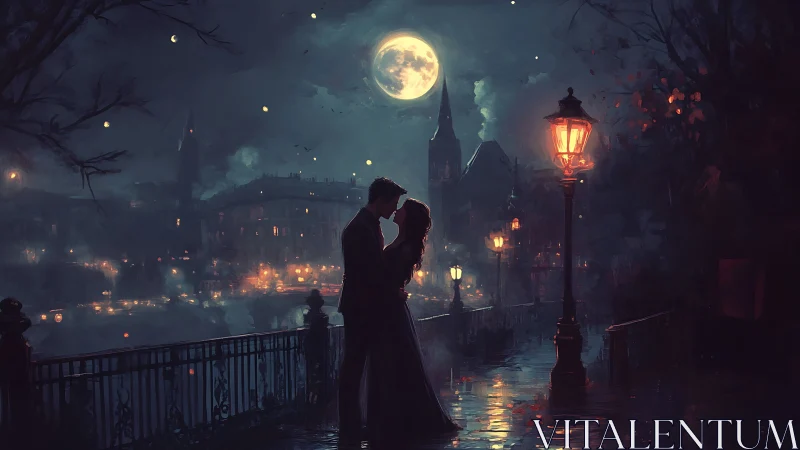 Moonlit Romance Under the Bridge.
