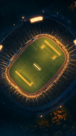 Cricket stadium glows under cinematic night floodlights.