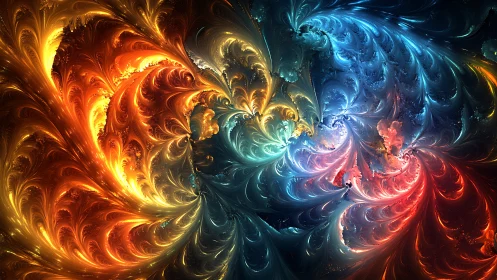 Fractal flame vortices map chromatic turbulence in radial symmetry