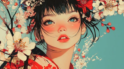 Blossom crowned daydreamer in a breeze of soft color.