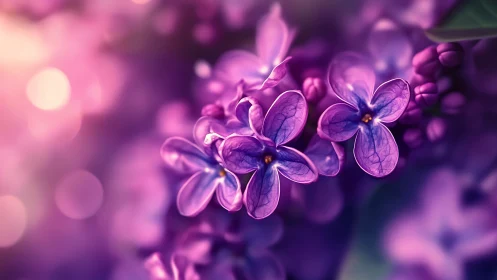 Purple Lilac Flowers in Soft Focus Bloom.