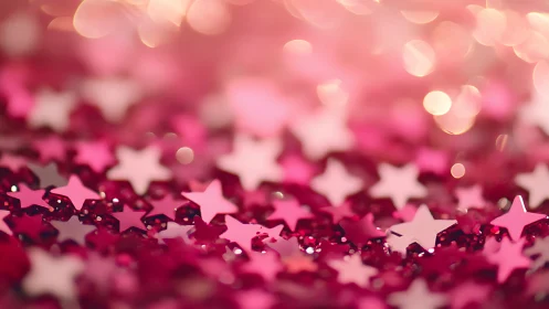 Sparkling pink star confetti in a dreamy rosy glow.