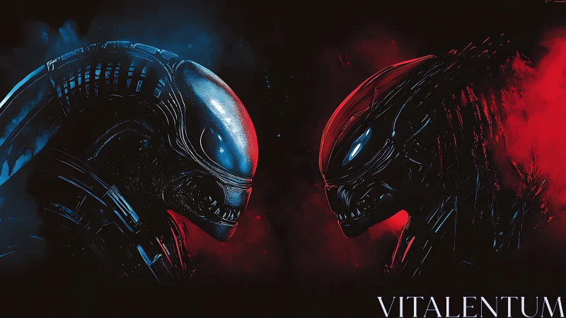Alien and Predator lock in neon-lit sci-fi faceoff.