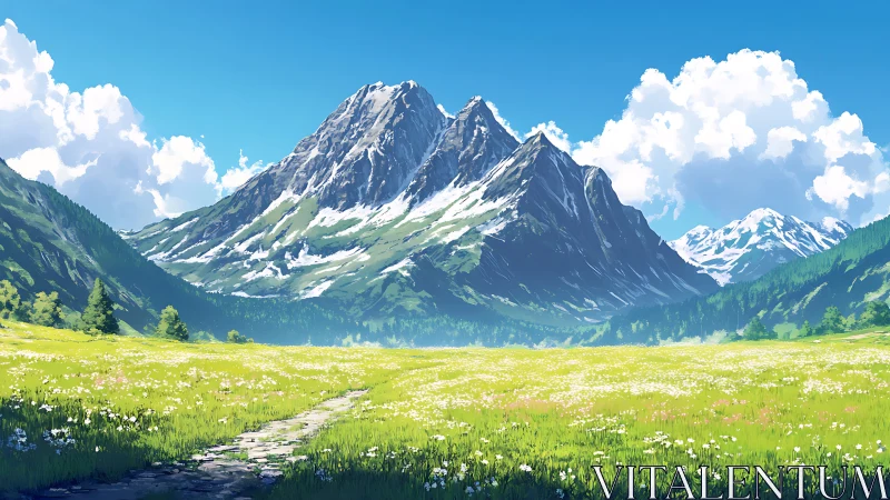 Digital rendering depicts distant snow-capped mountain range