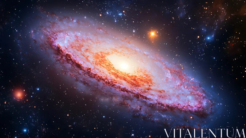 Spiral galaxy disc with luminous core in dense stellar field