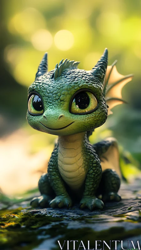 Micro-scaled forest dragon rendered with cinematic depth of field.